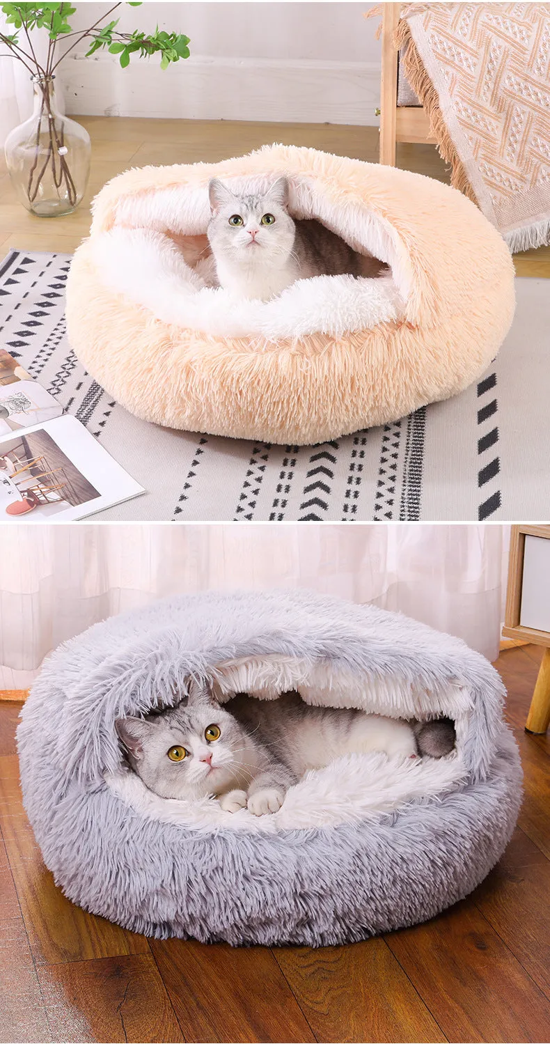 Enclosed Design –Winter Pet Bed with Cover, Warm, Cozy, and Semi For Your Furry Friend