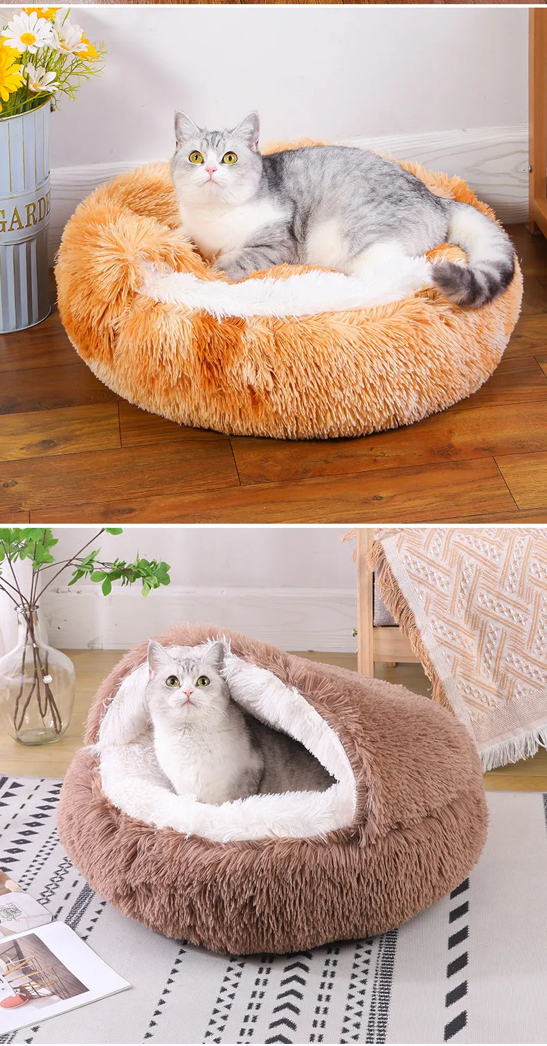 Enclosed Design –Winter Pet Bed with Cover, Warm, Cozy, and Semi For Your Furry Friend