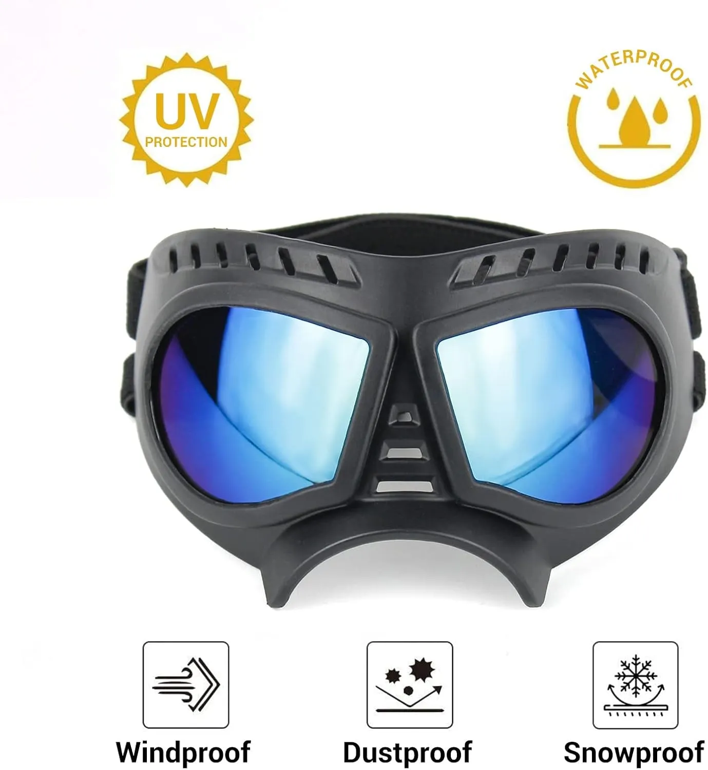 ENJOYING Dog Goggles Small Breed Anti-Uv Puppy Sunglasses for Small-Medium Dogs Anti-Fog Windproof Snowproof Doggy Glasses Eyes Protection, Soft Frame, Blue
