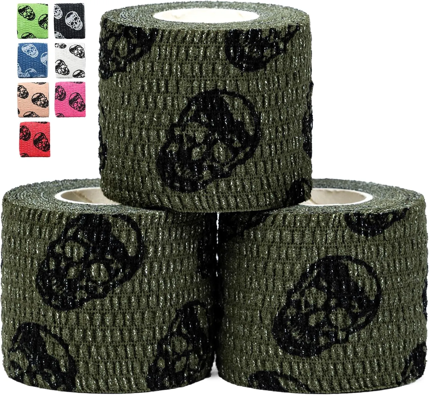 Gymreapers Hook Grip Weightlifting Tape (3 Pack) Premium Adhesive Thumb Skull Tape for Finger Protection, Powerlifting, Exercise & Cross Training - Athletic Sweat Proof Tape