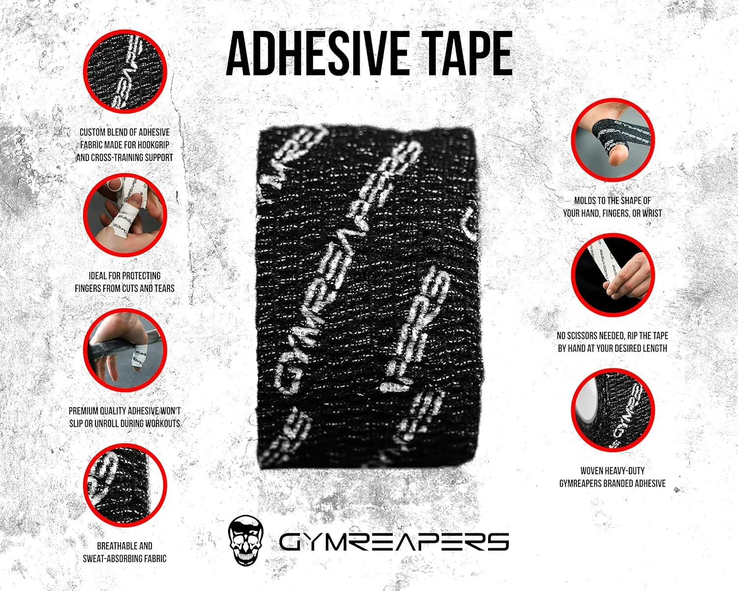 Gymreapers Weightlifting Adhesive Thumb Tape, Stretchy Athletic Tape Grip & Protection for Olympic Lifting, Cross Training, Powerlifting, Hookgrip