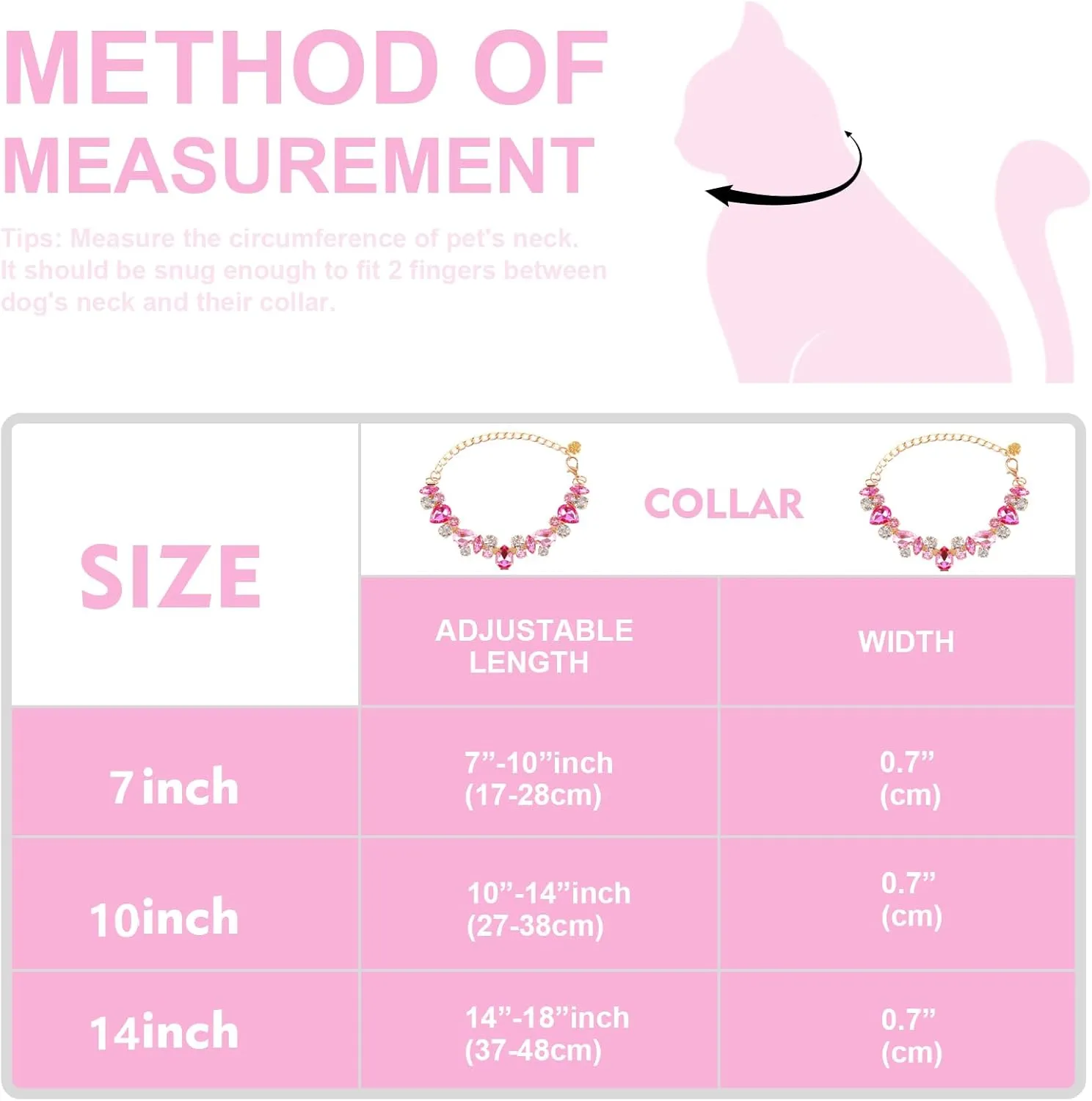 HOWWFALY Dog Collar and Cat Collar Gold Chain Necklace Stainless Steel Adjustable Pink Diamonds Collar with Cute Pet Paw for Small Medium Pets Cats Dogs Kitten Puppy(Pink, S)