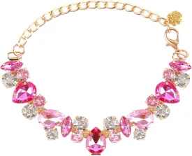 HOWWFALY Dog Collar and Cat Collar Gold Chain Necklace Stainless Steel Adjustable Pink Diamonds Collar with Cute Pet Paw for Small Medium Pets Cats Dogs Kitten Puppy(Pink, S)