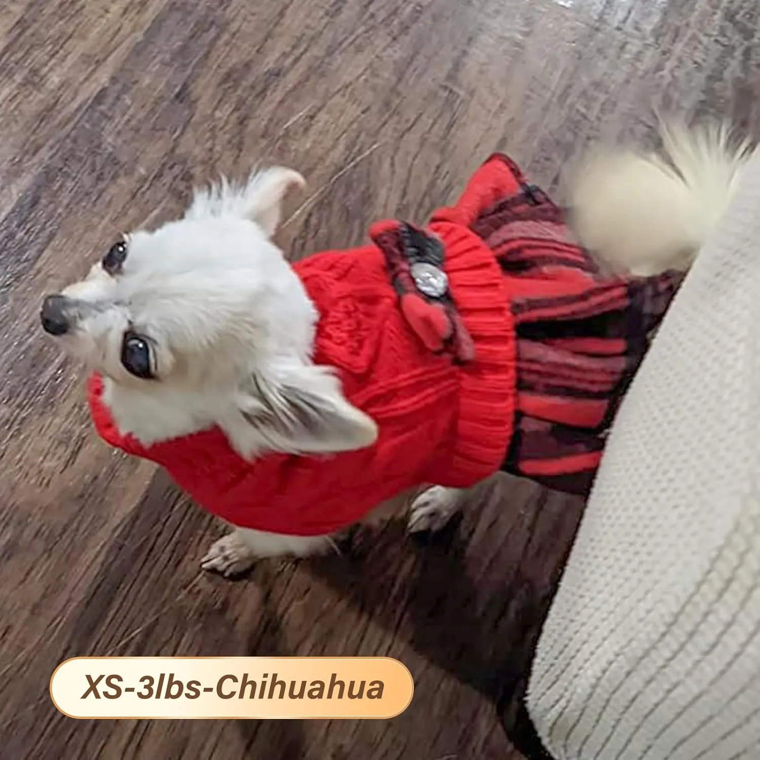 KYEESE Dog Christmas Sweater Comfy Dog Sweaters for Small Dogs Girl Soft Dog Sweater Warm Knitwear Small Dog Sweater Turtleneck Dog Clothes Puppy Sweater with Bowtie Stretchy Dog Sweater Dress