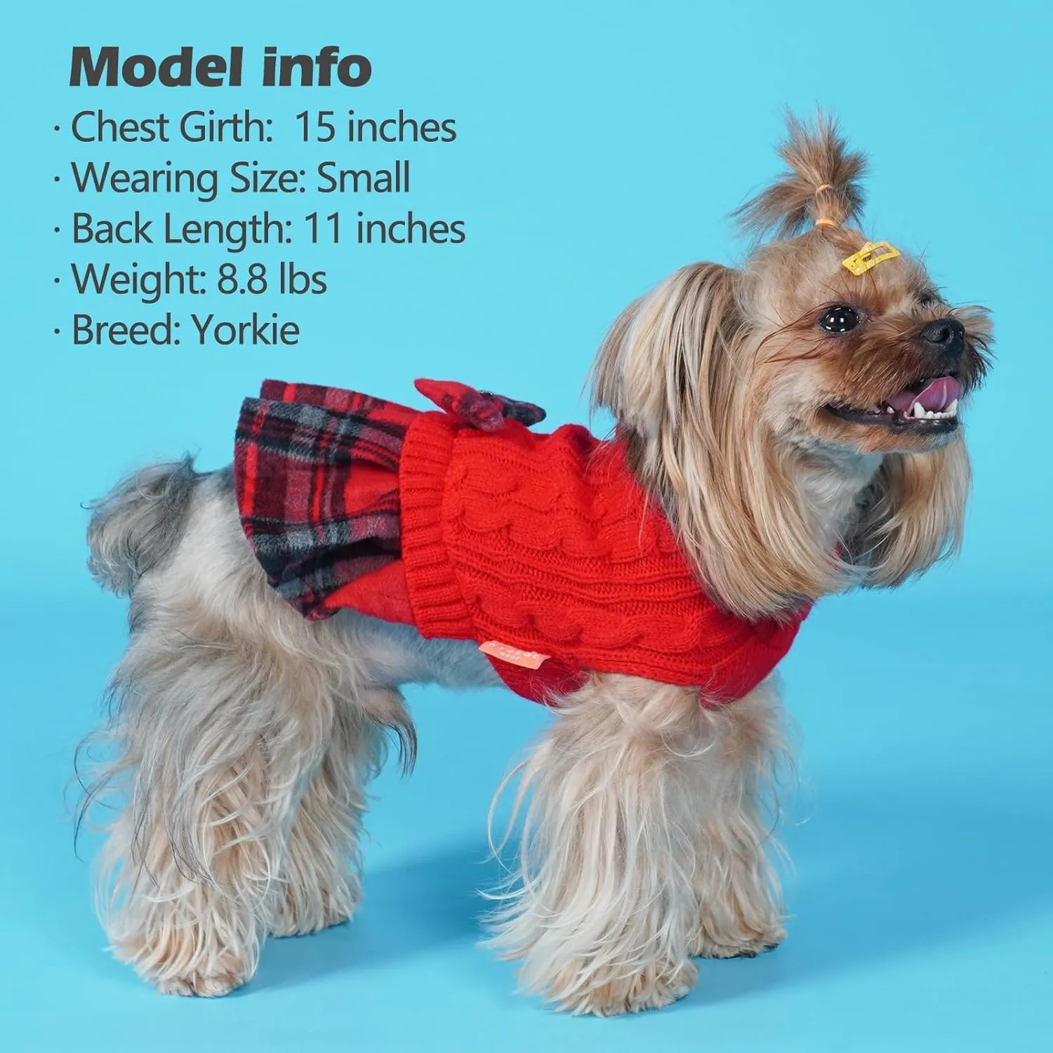 KYEESE Dog Christmas Sweater Comfy Dog Sweaters for Small Dogs Girl Soft Dog Sweater Warm Knitwear Small Dog Sweater Turtleneck Dog Clothes Puppy Sweater with Bowtie Stretchy Dog Sweater Dress