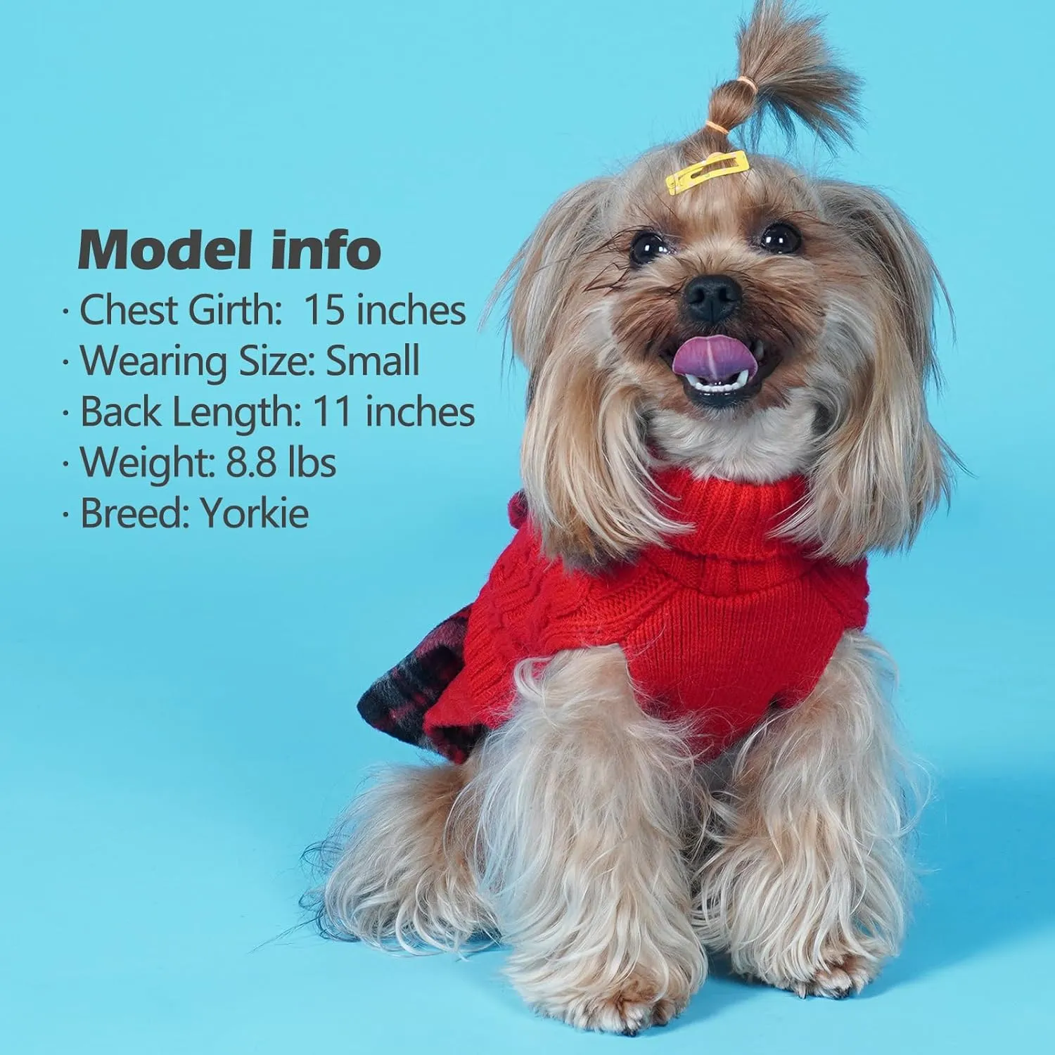 KYEESE Dog Christmas Sweater Comfy Dog Sweaters for Small Dogs Girl Soft Dog Sweater Warm Knitwear Small Dog Sweater Turtleneck Dog Clothes Puppy Sweater with Bowtie Stretchy Dog Sweater Dress