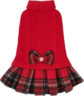 KYEESE Dog Christmas Sweater Comfy Dog Sweaters for Small Dogs Girl Soft Dog Sweater Warm Knitwear Small Dog Sweater Turtleneck Dog Clothes Puppy Sweater with Bowtie Stretchy Dog Sweater Dress