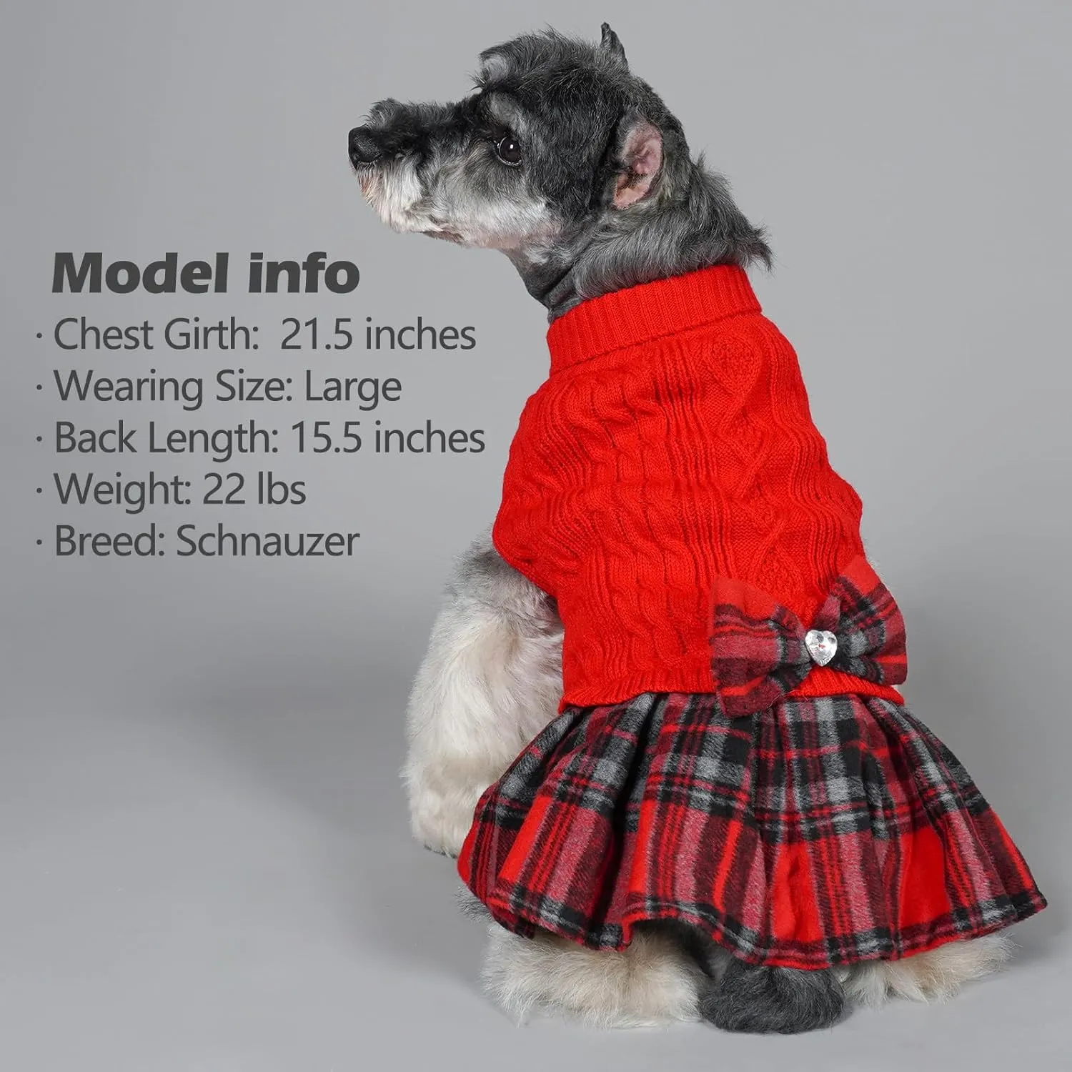 KYEESE Dog Christmas Sweater Comfy Dog Sweaters for Small Dogs Girl Soft Dog Sweater Warm Knitwear Small Dog Sweater Turtleneck Dog Clothes Puppy Sweater with Bowtie Stretchy Dog Sweater Dress