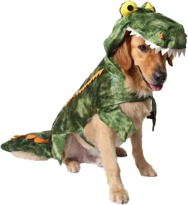 Large Dog Costume Halloween Dog Crocodile Costume Pets Winter Warm Coat Jumpsuits(M, Green)