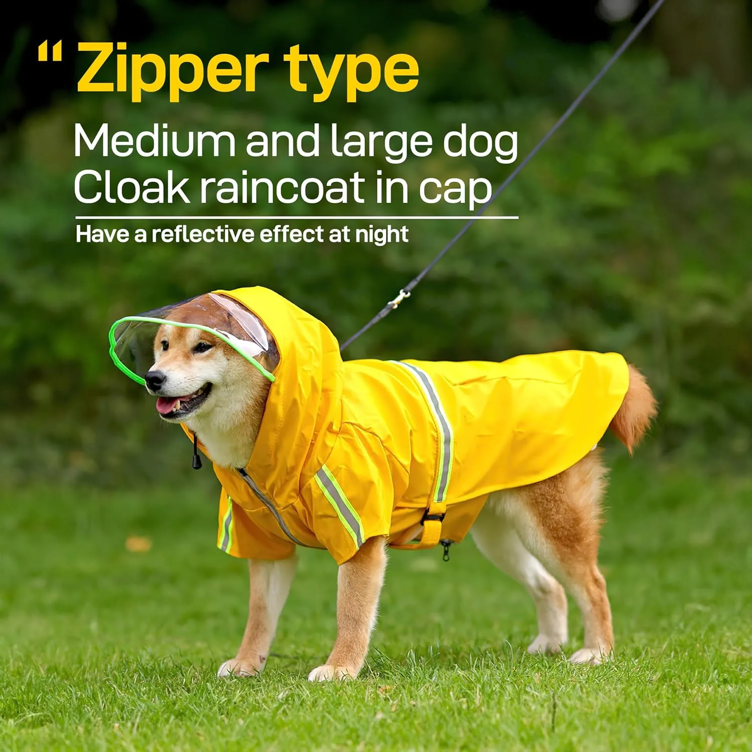 Large Dog Raincoat 4XL, Reflective, Waterproof, Adjustable with Hood, Lightweight, Full Coverage