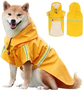 Large Dog Raincoat 4XL, Reflective, Waterproof, Adjustable with Hood, Lightweight, Full Coverage