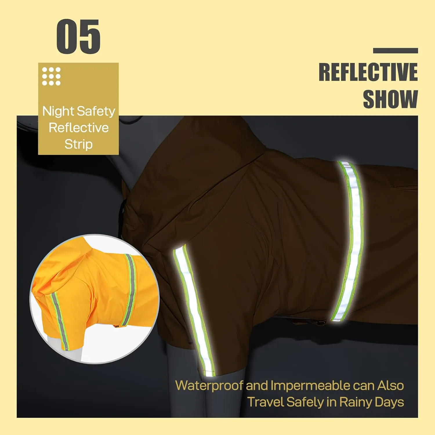 Large Dog Raincoat 4XL, Reflective, Waterproof, Adjustable with Hood, Lightweight, Full Coverage