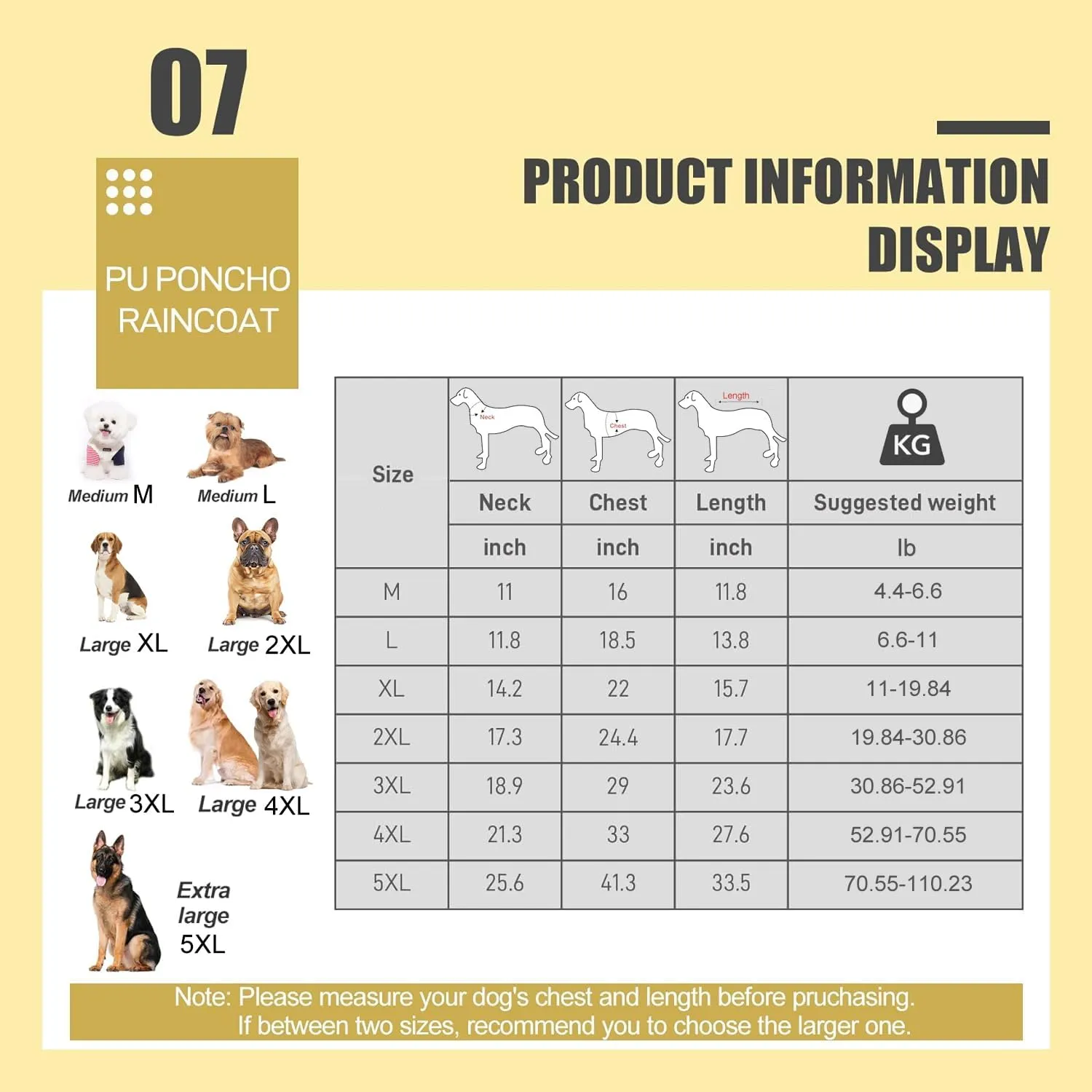 Large Dog Raincoat 4XL, Reflective, Waterproof, Adjustable with Hood, Lightweight, Full Coverage
