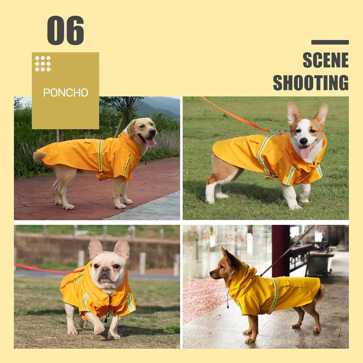 Large Dog Raincoat 4XL, Reflective, Waterproof, Adjustable with Hood, Lightweight, Full Coverage