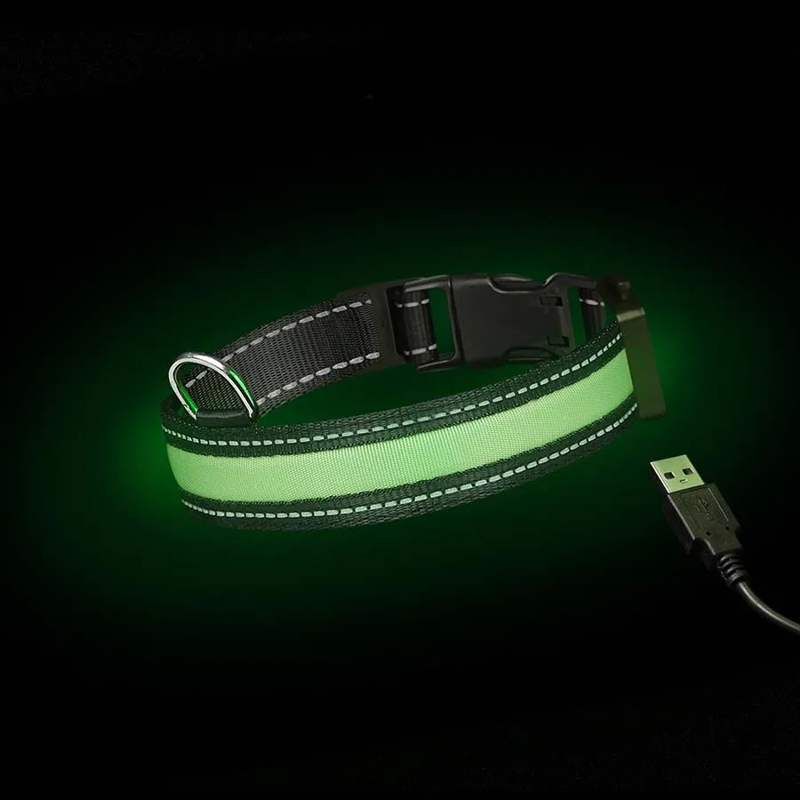 Loomo Moonshine LED Dog Collar Green