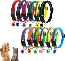 Love Dream Puppy ID Collars - 12pcs Soft Nylon Reflective Adjustable Puppy Whelping Collars with Bell for Litter Identification, Easy to Identify, Suitable for Newborn Puppies & Kittens