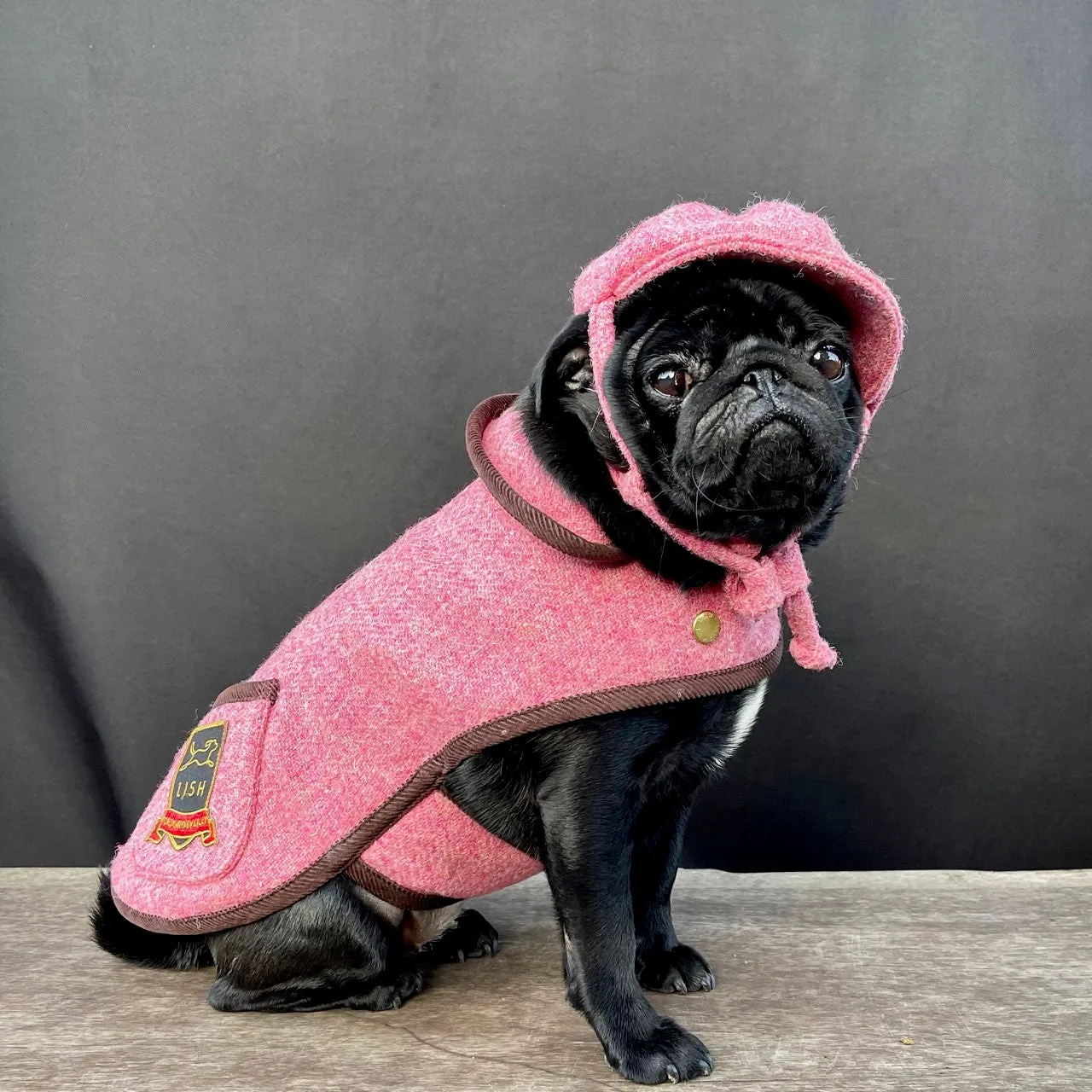 Morris Rose Pink Harris Tweed Dog Coat
