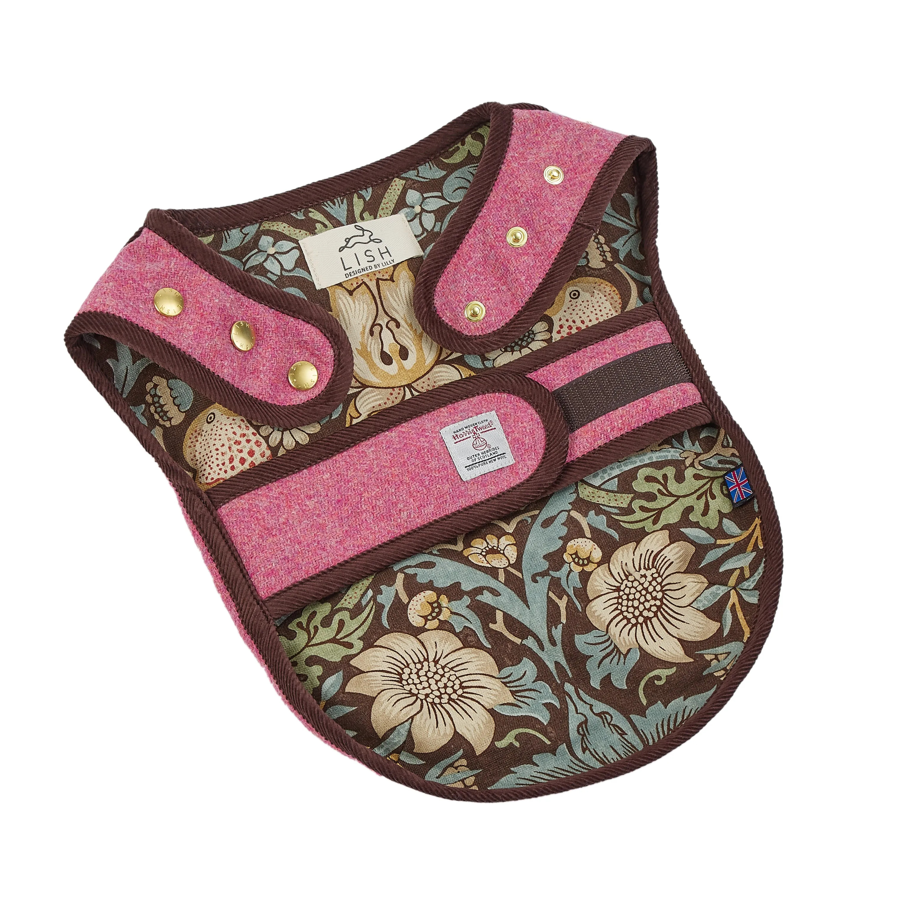 Morris Rose Pink Harris Tweed Dog Coat