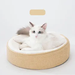 PAWS ASIA Factory Soft Chunky Cute Furcozy Round Memory Foam Cat Bed Mat