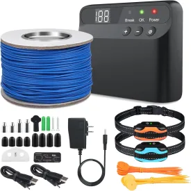 PcEoTllar Electric Fence for Dogs, Rechargeable Underground Dog Fence System, Pet Containment System, 2 Waterproof Training Collar Receivers, with 656Ft Underground/Aboveground Boundary Wire