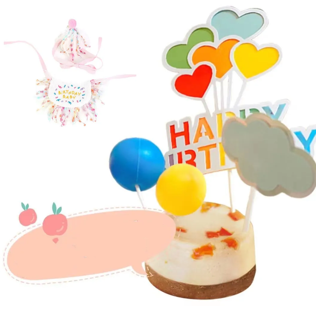 Pet Birthday Decoration Set - Party Hat & Bib for Dogs & Cats