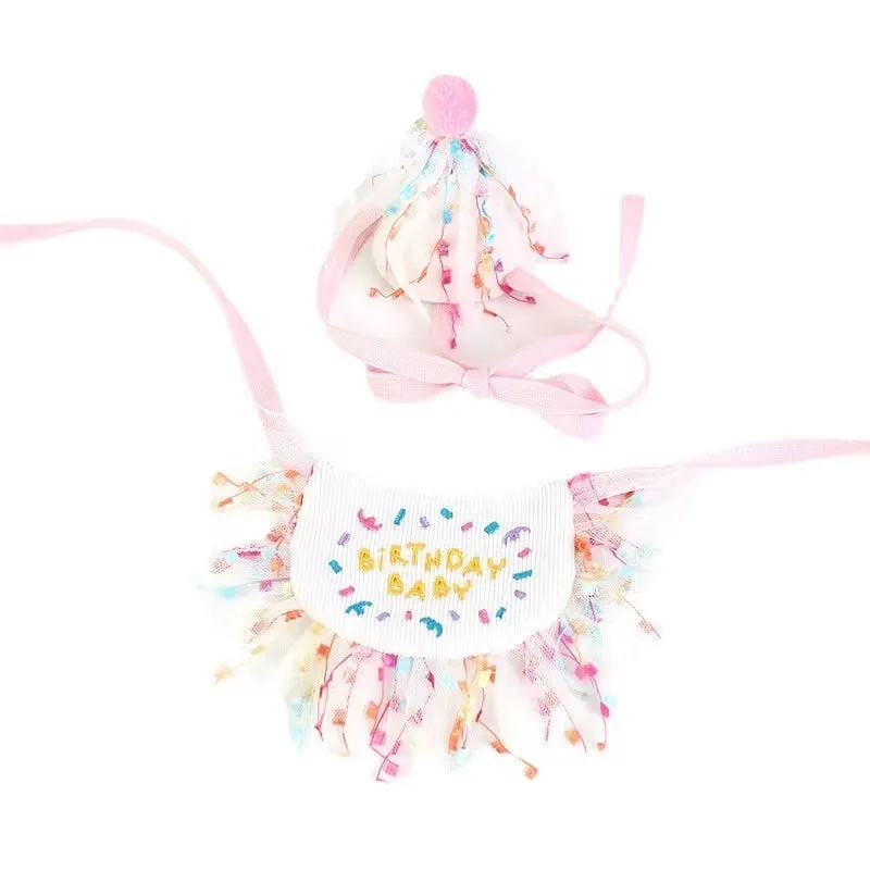Pet Birthday Decoration Set - Party Hat & Bib for Dogs & Cats