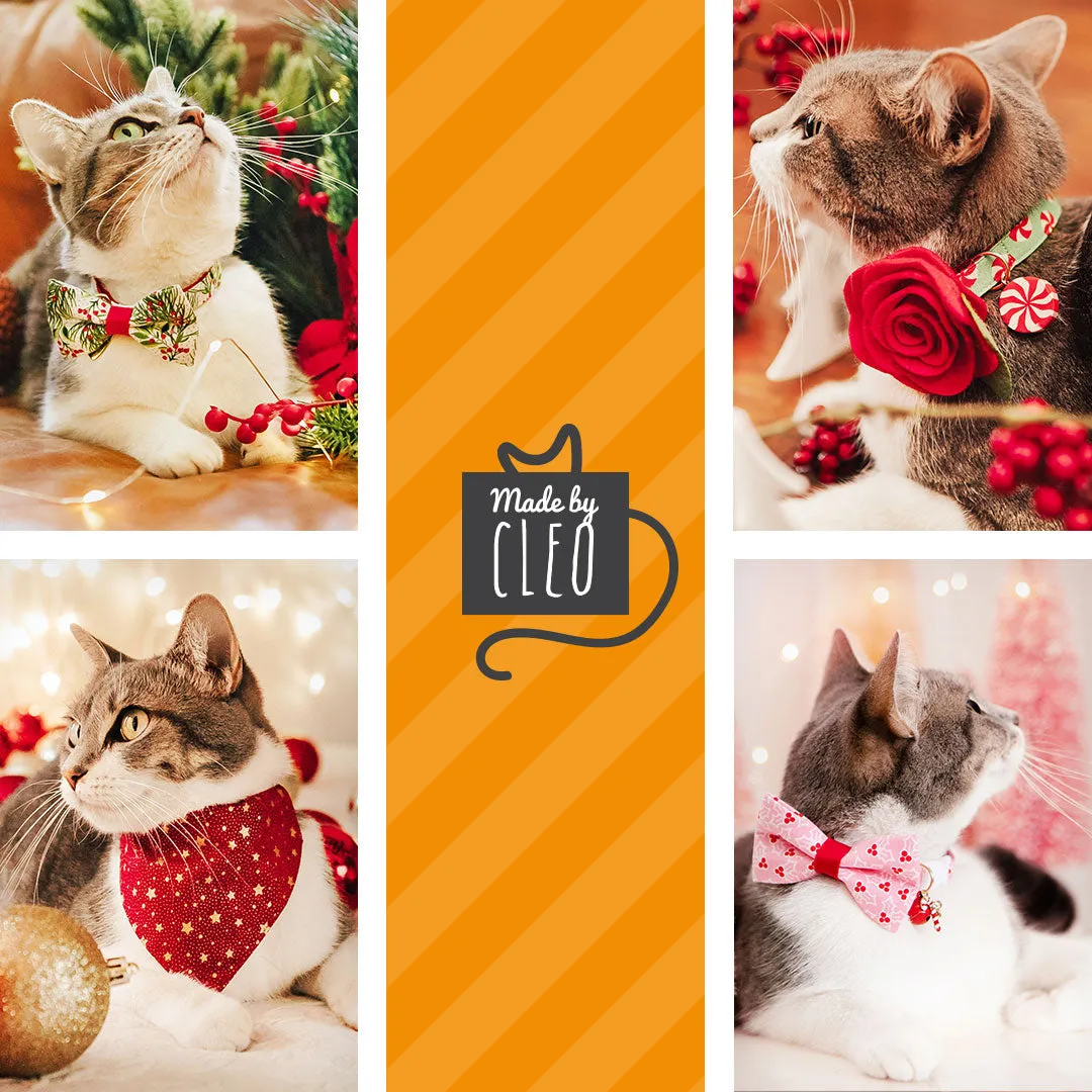 Pet Bow Tie - "Hearthside" - Classic Red Tartan Plaid - Fall / Christmas / Winter - Detachable Bowtie for Cats   Dogs