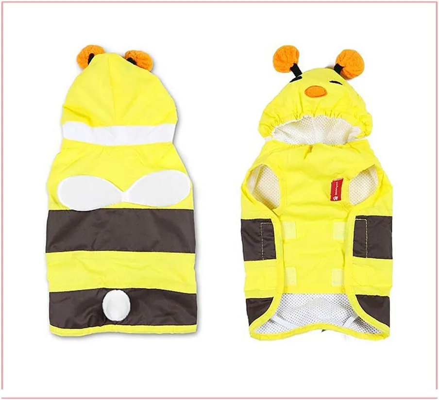 Pet Raincoat, Dog Waterproof Hoodies Rain Jacket Bee Lightweight Rain Coat for Corgi Tidy and Small Medium Dog (S)