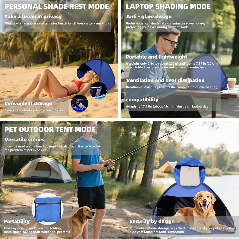 Portable Mini Beach Tent Instant, Pop Up Canopy for Pets,Cat and Dog Outdoor Waterproof Tent House, Laptops & Outdoor Shade(Yellow)