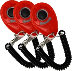 Pupford Dog Training Clicker with Wrist Strap, Compact, Easy-Access Clicker for Positive Reinforcement Training (3 Pack, Red)