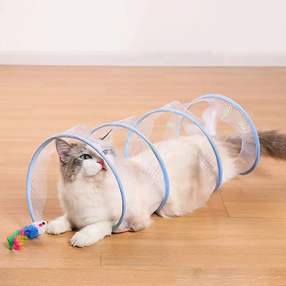 Self-Play Hunting Tunnel Cat Spiral Toy - Indoor Cat Spring Toy Activity Structure, Portable and Foldable Toy