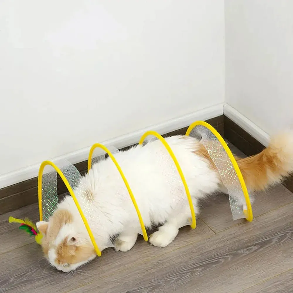 Self-Play Hunting Tunnel Cat Spiral Toy - Indoor Cat Spring Toy Activity Structure, Portable and Foldable Toy
