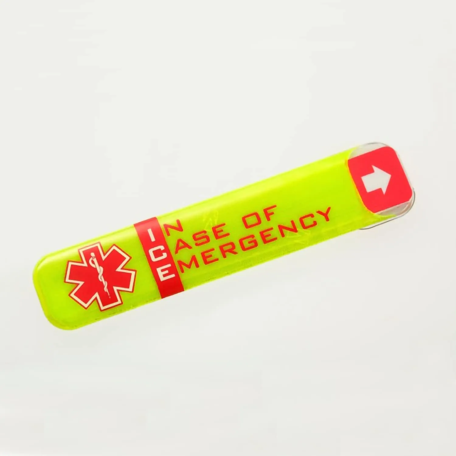 SmartSign (Pack of 5) 0.5 x 2.75 inch in Case of Emergency Worker ID Hard Hat Reflective Sticker, 30 mil Non-Conductive Vinyl with Acrylic Adhesive, Fluorescent Lime-Yellow & Red, Made in USA