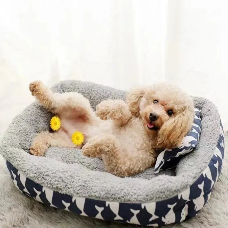 Soft Pet Bed - Cat and Dog Bed with Pillow, Winter Warm Comfortable Sleeping Mat, Plush Cat Mat, Cat House for Cats and Dogs