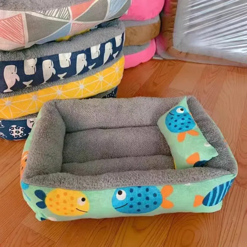 Soft Pet Bed - Cat and Dog Bed with Pillow, Winter Warm Comfortable Sleeping Mat, Plush Cat Mat, Cat House for Cats and Dogs