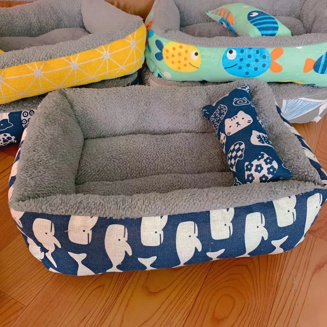 Soft Pet Bed - Cat and Dog Bed with Pillow, Winter Warm Comfortable Sleeping Mat, Plush Cat Mat, Cat House for Cats and Dogs