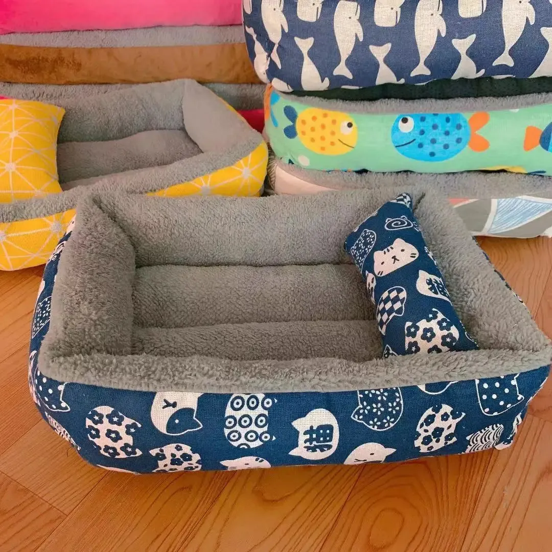 Soft Pet Bed - Cat and Dog Bed with Pillow, Winter Warm Comfortable Sleeping Mat, Plush Cat Mat, Cat House for Cats and Dogs