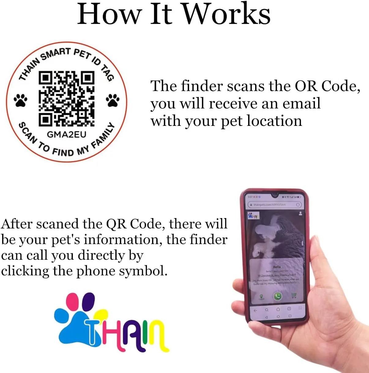 THAIN Personalized Cat Collar with Bell and Bowtie Breakaway QR Code Name Smart ID tag Quick Release Soft Comfortable Collar for Cats and Kittens (Pink)